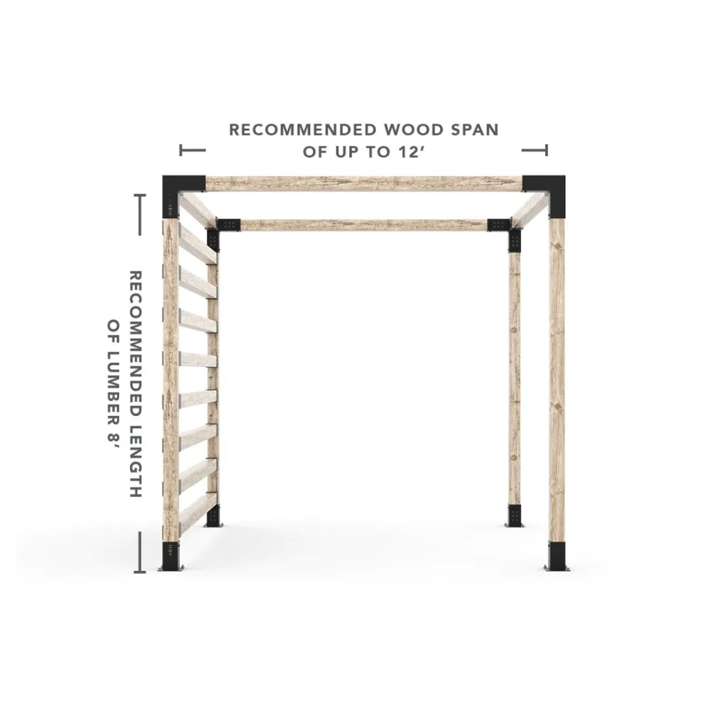 Toja Grid Any Size Pergola Kit with Post Wall for 4x4 Wood Posts