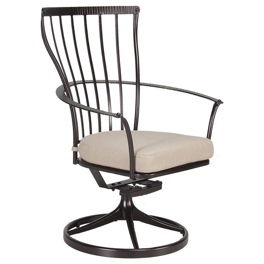 OW Lee Monterra Wrought Iron Dining Swivel Rocker Arm Chair