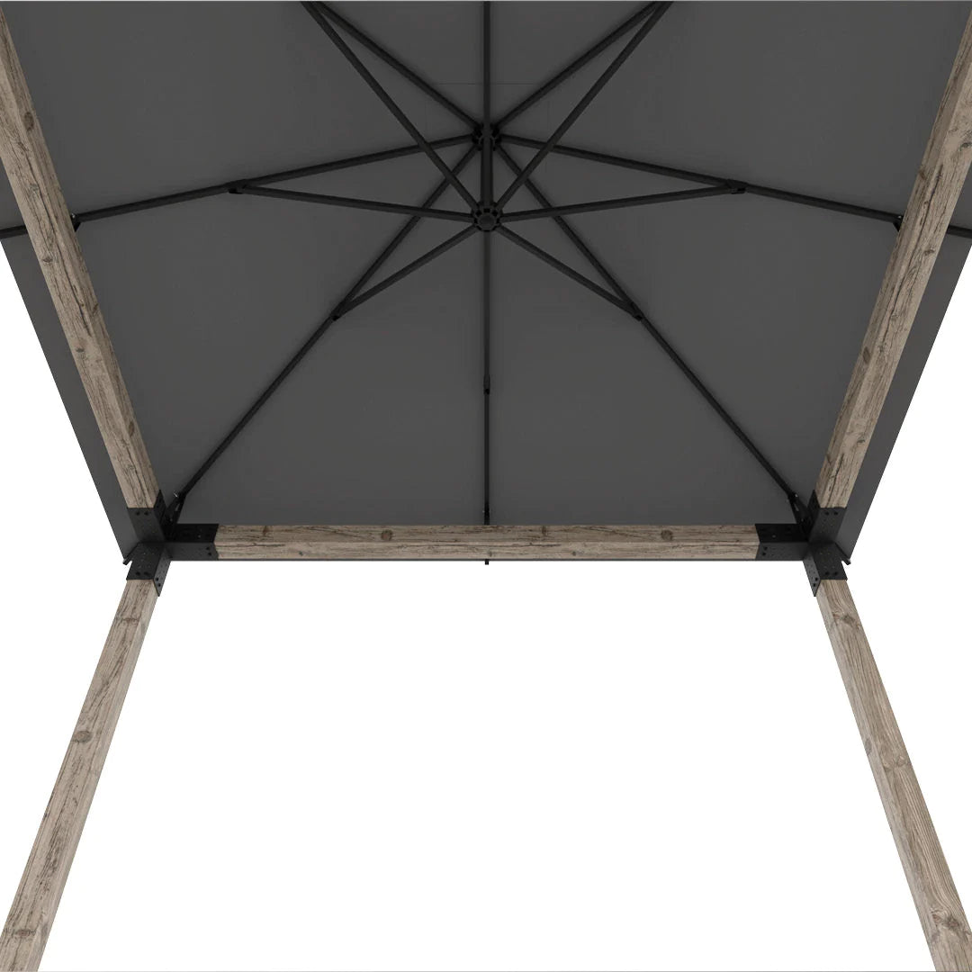 Toja Grid Pergola Kit with Umbrella Top for 4x4 Wood Posts, Graphite Color