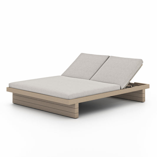 Four Hands 227876-005 Leroy Outdoor Double Chaise, Washed Brown - Venao Grey