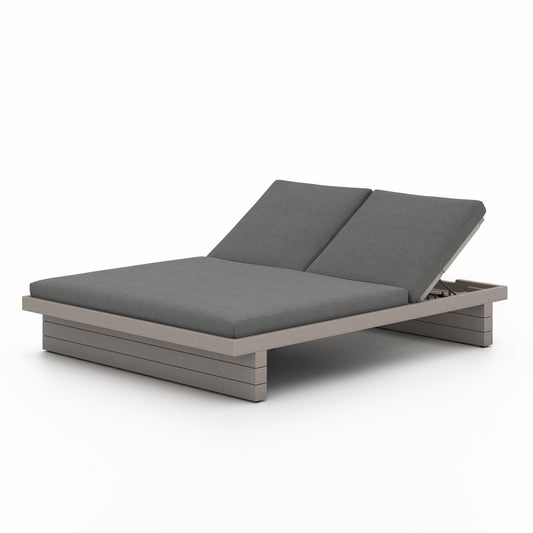 Four Hands 227876-006 Leroy Outdoor Double Chaise, Weathered Grey - Venao Charcoal