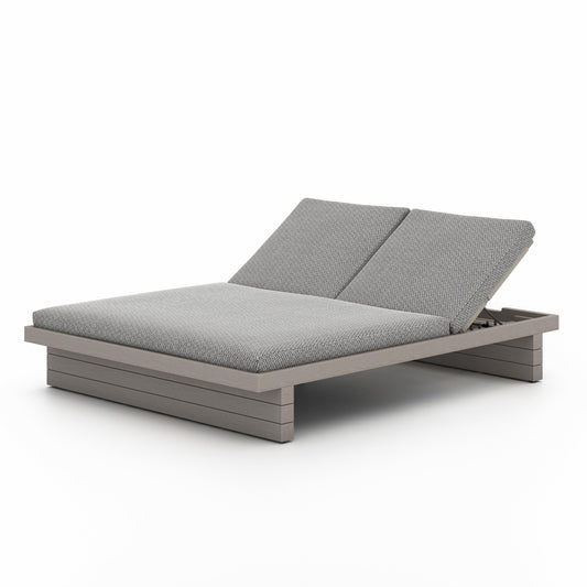 Four Hands 227876-007 Leroy Outdoor Double Chaise, Weathered Grey - Faye Ash