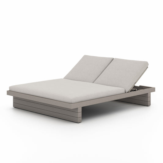 Four Hands 227876-010 Leroy Outdoor Double Chaise, Weathered Grey - Venao Grey