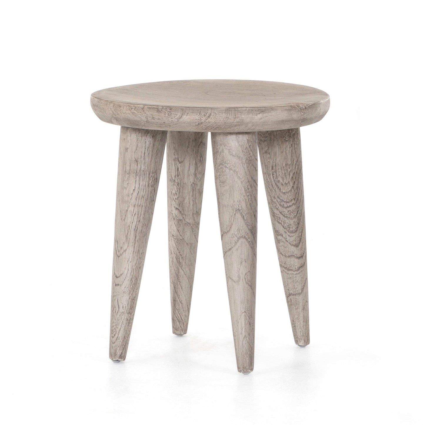 Four Hands 234251-002 Zuri Round Outdoor End Table - Weathered Grey Teak