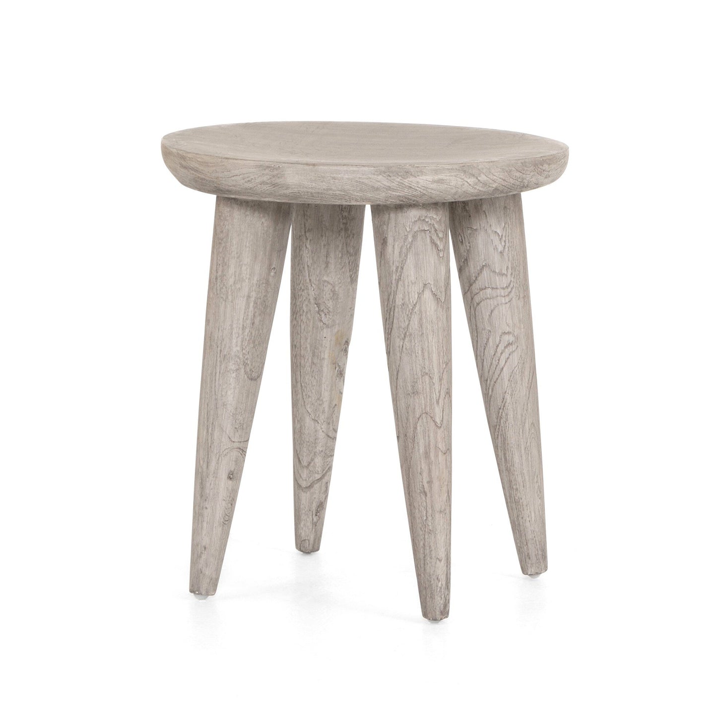 Four Hands 234251-002 Zuri Round Outdoor End Table - Weathered Grey Teak