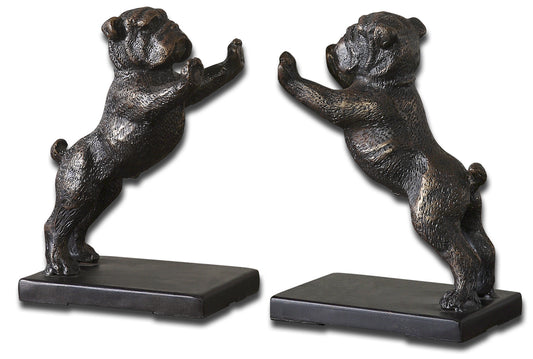 Uttermost 19643 Bulldogs Cast Iron Bookends, Set/2