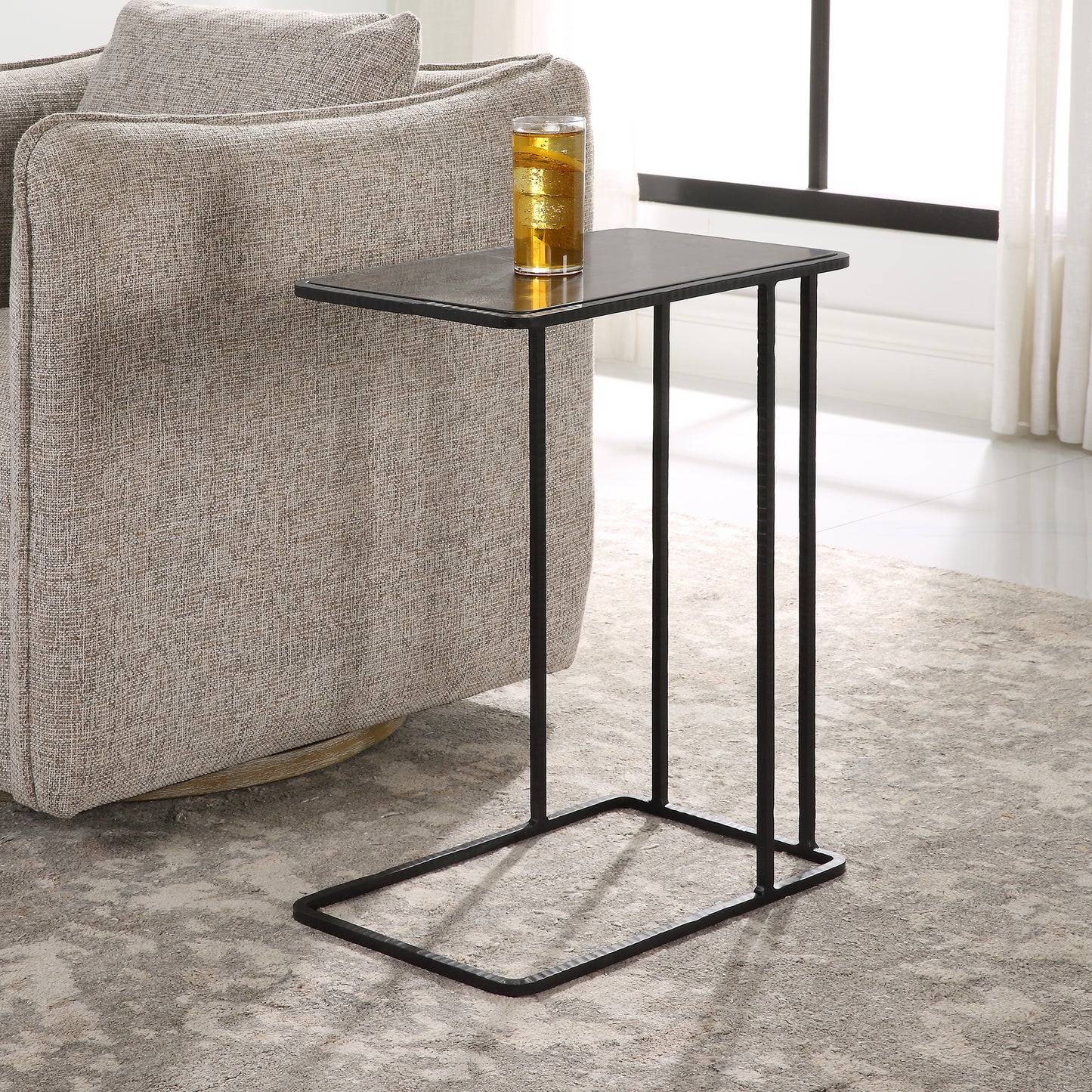 Uttermost 22905 Cavern Stone & Iron Accent Table