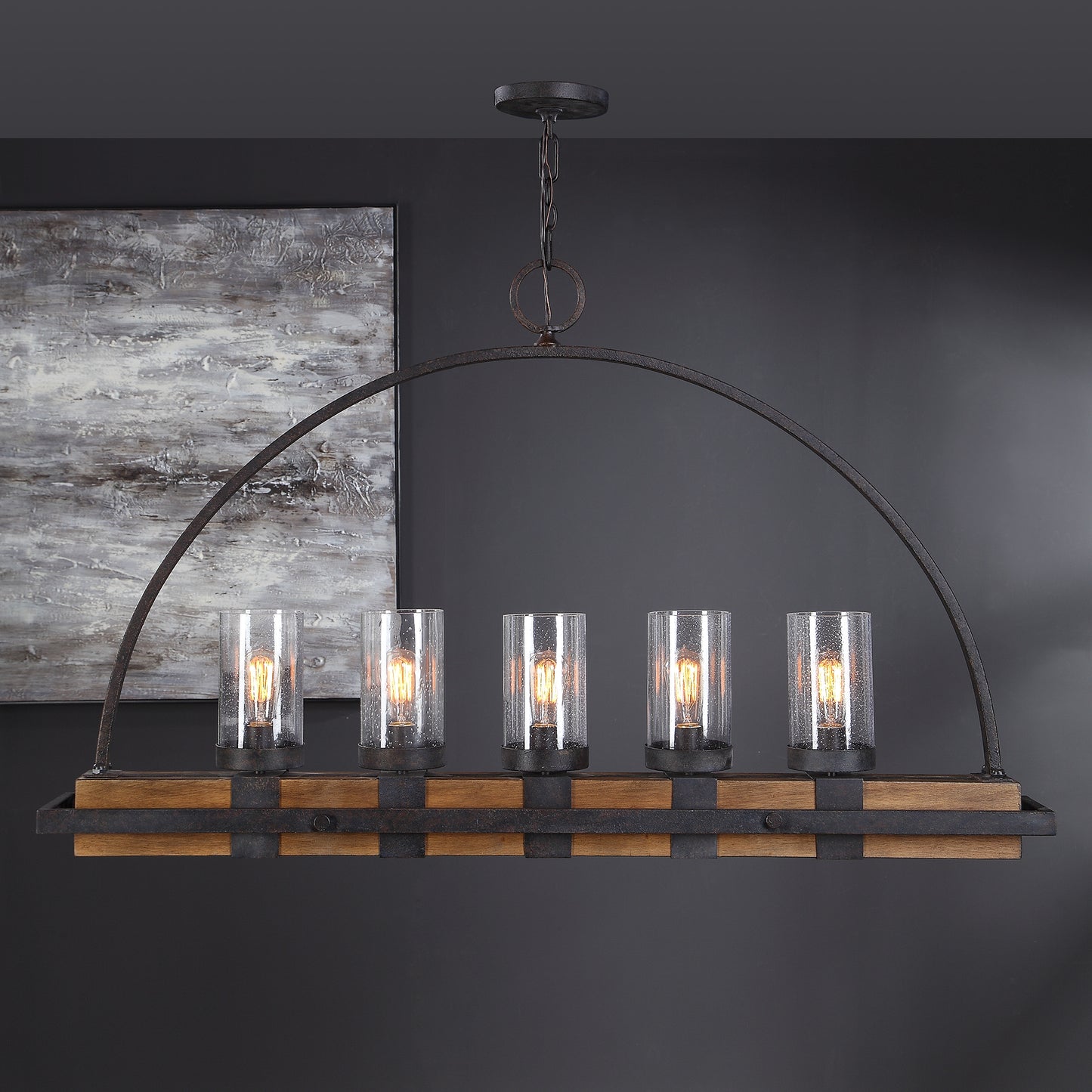 Uttermost 21328 Atwood 5 Light Rustic Linear Chandelier