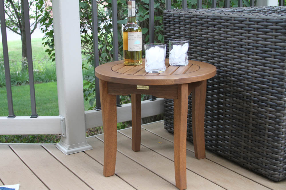 Outdoor Interiors 19422 Round Eucalyptus End Table