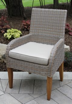 Outdoor Interiors TNA2244 Teak & Ash Wicker Dining Arm Chair with Sunbrella 2 Pack