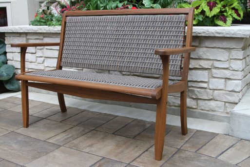 Outdoor Interiors 21465GR Driftwood Grey Wicker & Eucalyptus Bench