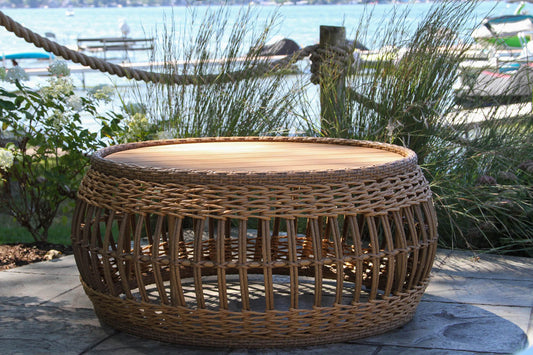 Outdoor Interiors TNA2050-BH Bohemian Teak & Wicker Coffee Table