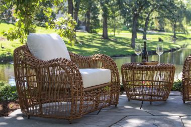 Outdoor Interiors TNA8118 “On the Vine” Teak and Wicker Accent Table